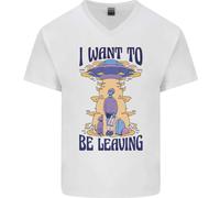 Alien UFO Voglio Andare Via Maglietta In Cotone A V Collo Per Uomo