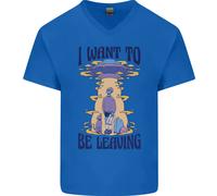 Alien UFO Voglio Andare Via Maglietta In Cotone A V Collo Per Uomo