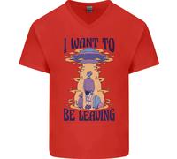 Alien UFO Voglio Andare Via Maglietta In Cotone A V Collo Per Uomo