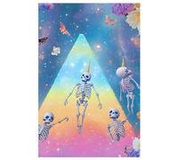Alien Unicorn Notebook 6x9: Pattern_of_a_pastel_rainbow_pyramid_with_balloons_Alien_Unicorn_Sky_Galaxy_Stars_Skull_Bone_Flowers_Pink_Yellow_Blue_Orange