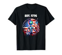 Alien USA Patriot EST 1776 Divertente Sci Fi Liberty Tee Maglietta