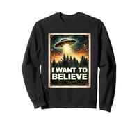Alien Visitatore Credente Voglio Credere UFO Classico Vintage Felpa