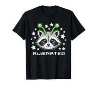 Alienated Cute Raccoon Alien Halftone Space Typography Maglietta