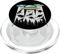 Alieni spaziali rapimento cosmico Dinosauri Astronave Terra piatta PopSockets PopGrip per MagSafe