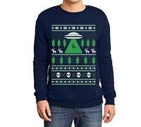 Alieni UFO cattutrano Renna di Natale Felpa/Maglione da Uomo X-Large Navy