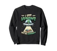 Alieni UFO Spazio Extraterrestre Disco Volante No Humanity Felpa