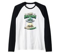 Alieni UFO Spazio Extraterrestre Disco Volante No Humanity Maglia con Maniche Raglan