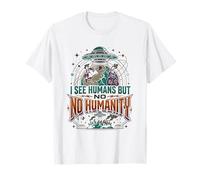 Alieni UFO Spazio Extraterrestre Disco Volante No Humanity Maglietta