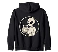 Alieno Che Tiene Una Torta di Compleanno Felpa con Cappuccio