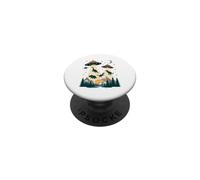 Alieno del rapimento di dinosauri UFO PopSockets PopGrip Adesivo