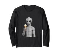 Alieno Extraterrestre Che Mangia Un Gelato Divertente Design Maglia a Manica
