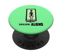 Alieno In Piedi Sulla Porta Surreale Sci Fi Design PopSockets PopGrip Adesivo