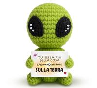 Alieno Positivo© | Regalo Originale e Divertente | Compleanno Donna, Uomo, Ragazza, Ragazzo, Figlia, Figlio, Bambino | Supporto Morale | Migliore Amica e Collega | Peluche Amigurumi | Piccolo Marziano