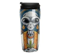 Aliens and Weed1, tazza da caffè divertente isolata, a prova di perdite, tazza da viaggio con coperchio, 250 350 ml