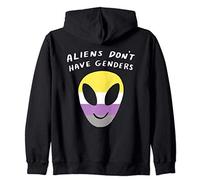 Aliens Don't Have Genders Non-Binary LGBTQ Pride Flag Felpa con Cappuccio