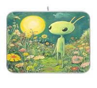 Aliens Exploring The Earth's Backyard tappetino scolapiatti tappetino scolapiatti per cucina bancone asciugatura opaco piatti cucina asciugatrice piatti tappetino XL 18 x 24