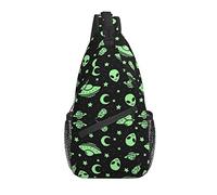 Aliens Sling Bag Casual Crossbody UFO Space Borsa a tracolla Zaino Petto Daypack