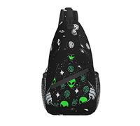 Aliens Sling Bag Casual Crossbody UFO Space Borsa a tracolla Zaino Petto Daypack