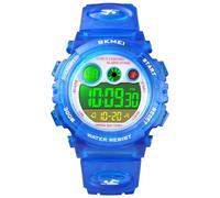 Alienwork Seven-color LED Orologio Digitale Bambini Ragazzi Ragazze Blu Calendario Data-Mese Bianco Cronografo Sport Multi-funzione