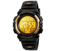 Alienwork Seven-color LED Orologio Digitale Bambini Ragazzi Ragazze Nero Calendario Data-Mese Multicolore Cronografo Sport Multi-funzione