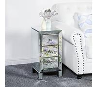 AlightupComodino in vetro a specchio con 3 cassetti Mobile contenitore per camera da letto, soggiorno, ufficio e bagno 30 x 30 x 60 cm