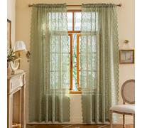 ALIGOGO Tende in pizzo verde salvia lunghe 248 cm, stile country rustico floreale in pizzo, set di 2 pannelli per soggiorno, tende per finestre, 132 x 249 cm, verde salvia