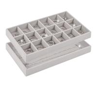 ALIIP Set Di 2 Vassoi Impilabili Per Gioielli, Organizer Per Gioielli, Contenitore Per Gioielli, Cassetto Per Conservare Ed Esporre Orecchini, Collane, Anelli(C-Grigio)