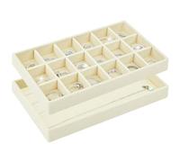 ALIIP Set Di 2 Vassoi Impilabili Per Gioielli, Organizer Per Gioielli, Contenitore Per Gioielli, Cassetto Per Conservare Ed Esporre Orecchini, Collane, Anelli(B-Beige)