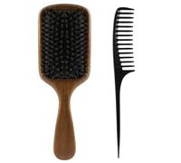 ALIIP Spazzola Setole Cinghiale con 1 Pettine Capelli a Coda, Smoothing & Shine Enhancing for Slick Back Styles, Curl Defining & Detangling, Hairbrush with Natural Bristles for all Hair Types