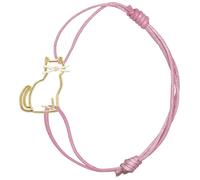 Aliita CBPU420000YG09K MIAU Cord Bracelet - 9kt Yellow Gold Cat Charm, Pink Cord