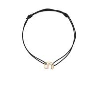 Aliita CBPUHG0013YG09K Letra G Bracelet - 9K Yellow Gold, Pink Tourmaline, Black Cord