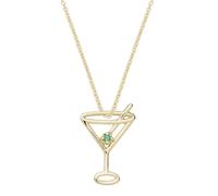 Aliita Martini Emerald Necklace - 9K Yellow Gold, Adjustable 41-45cm, Handmade