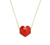 Aliita Mini Corazon Necklace - 9kt Yellow Gold, Red Coral Heart, 45cm