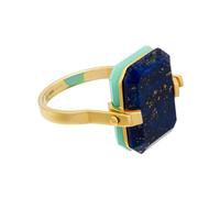 Aliita RIDC3000BNYG09K Deco Sandwich Ring - 9kt Yellow Gold, Lapis & Black Agate