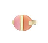Aliita RIDCES10J7YG09K Deco Empanada Ring - 9K Gold, Pink Opal & Moonstone