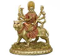 alikiki Piccola statua della dea indù Durga - 14,5 cm H Dio indiano Durga su tigre figurina induismo idolo casa ufficio tempio puja scultura mandir murti diwali Pooja regali meditazione altare