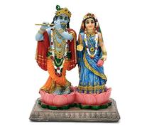 alikiki Regalo di nozze indiano Radha Krishna - 14,5 cm H Radha Krishna statua Murti Idol Figurine per coppia indiana Pooja Murti articolo altare santuario meditazione yoga decorazione spirituale Puja