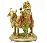 alikiki Statua del Signore del dio indù Krishna - 13 cm H Baby Krishna idolo w/mucca Nandi statua indiana Diwali Mandir Murti Pooja Articolo Home Office altare Santuario Puja Decor