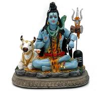alikiki Statua indiana del Signore Shiva - Regali per indiano indù 17 cm H Shiva idolo W/mucca indiana ritorno regali yoga studio meditazione sala decorazione spirituale casa ufficio mandir altare