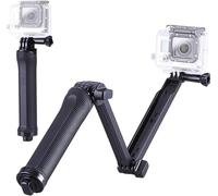 ALILUSSO Bastone per selfie per GoPro, bastone pieghevole per selfie regolabile a 3 vie, estensione con impugnatura compatibile con GoPro Hero 13 12 11 10 9 nero Akaso DJI Osmo Action Camera