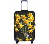 Aliment Bouquet di narcisi stampato su entrambi i lati bagagli antigraffio valigia da viaggio copertura elastica protezione 45/61/71/81,3 cm, bianco, M