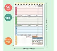 Alimentare e Pianificatore di Ricette Fronte/Retro da 52 Fogli - Organizzatore Settimanale dei Pasti con Monitoraggio degli Obiettivi, Design Motivazionale, Compatibile con Tutte le , in Te