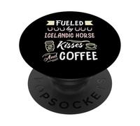 Alimentato da baci di cavalli islandesi e caffè divertente PopSockets PopGrip Adesivo