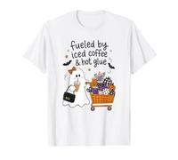 Alimentato da caffè Freddo e Colla a Caldo per Halloween Crafting Craft Maglietta con Stampa Grafica Economica, Uomo, Bianco, L