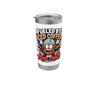 Alimentato da caffè ghiacciato amante del caffè divertente tossicodipendente della caffeina Bicchiere termico in acciaio inox doppia parete
