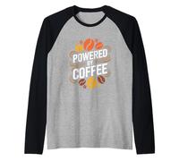 Alimentato da caffè Grassetto Chicchi Caffeina Energia Maglia con Maniche Raglan