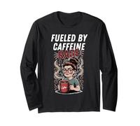 Alimentato da Caffeine Rage Coffee Lover Stanco Mamma Sarcasmo Maglia a Manica
