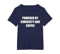 Alimentato da curiosità e caffè Maglietta, Donna Plus-Size, Navy, 2X