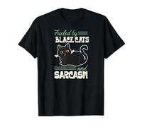 Alimentato da Gatti Neri E Sarcasmo Divertente Sassy Maglietta