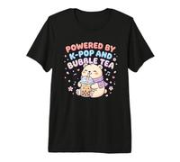 Alimentato da K-Pop e Bubble Tea Cute Bear Maglietta Premium